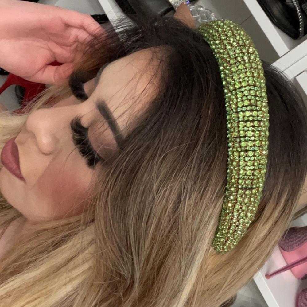 Green bedazzled headband